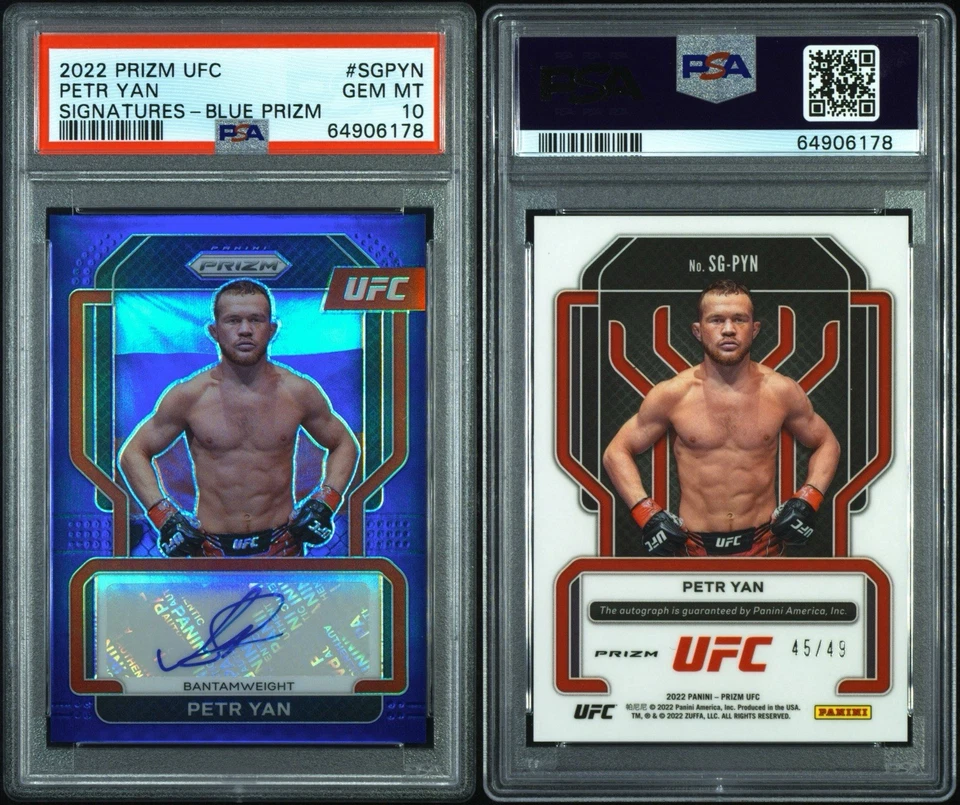 2022 Panini Prizm UFC Petr Yan #SG-PYN Signatures Blue Auto /49 PSA 10 SP Pop 2 - Image 3 of 3