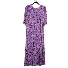 Girl With Curves Maxi Dress Purple Floral Mesh Overlay Boho Cottagecore M