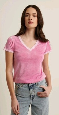 Patrick Assaraf T-shirt Womens Size XL Reverse Spray Contrast Trim Pima Cotton 