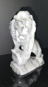 Vintage Gray stone Marble Hand Carved Lion Figurine