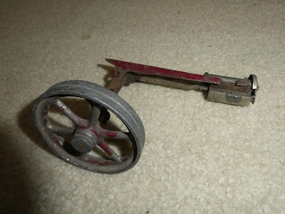 #ad Vintage Metal Model Toy Steam Engine Wheel and Bracket Parts 4.75quot; Tall $35.00