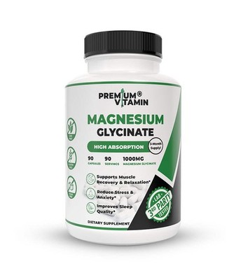 Magnesium Glycinate (1000mg) Capsules 100% Chelated Sleep Heart & Muscle Support