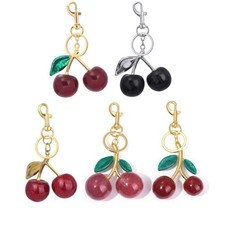 New Cherry Bag Charm Keychain Glitter Resin and Metal Brass Red Apple