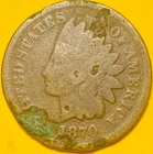 1870 U.S. INDIAN HEAD CENT PENNY 1c COIN (G-Good), Lower Mintage (5.3M)