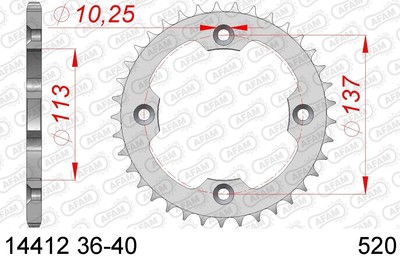 Kettenrad Stahl Teilung 520, Zähne 40 14412-40 für Suzuki LT-R 450 QuadRacer 200