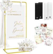 Wedding Welcome Sign Stand with Design Bundle  Leather Straps, 68  Adjustable...