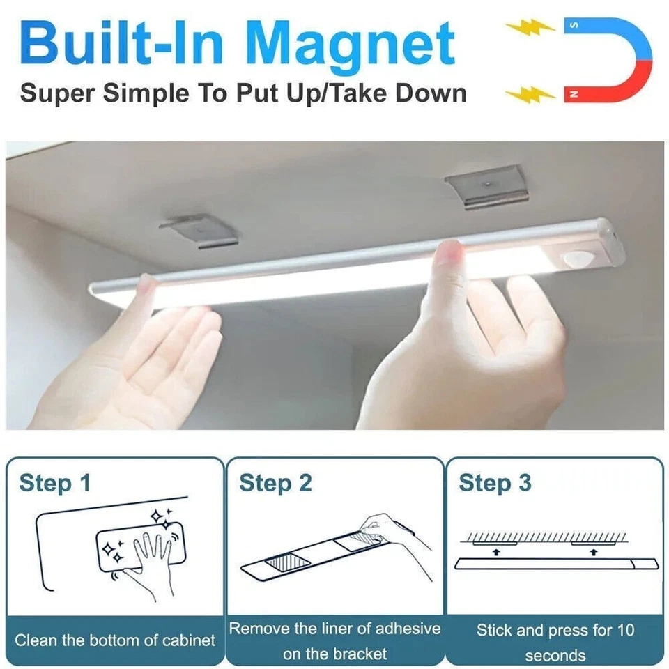 LED Unterbauleuchte mit Bewegungsmelder USB Schrank Küche Wiederaufladbare Akku - Bild 4 von 4