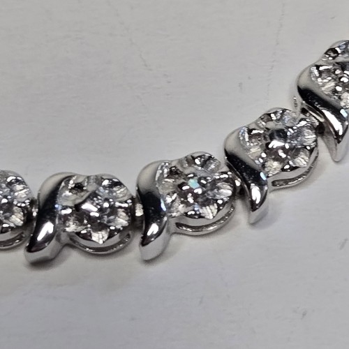Vintage Sparkling Sterling Silver Plated Tennis Bracelet with Crown Charm - Picture 8 of 10