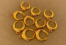 Double Horn Charm, Small Crescent Moon Pendant 15mm / 15pcs