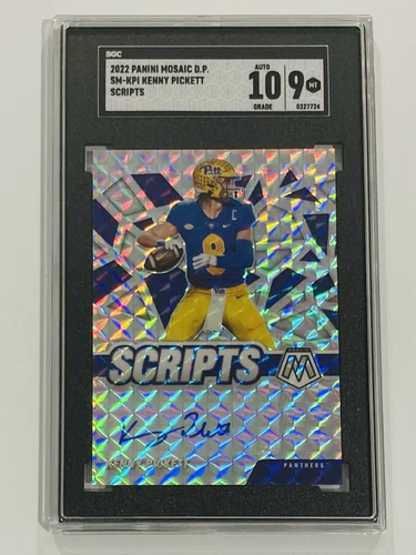 2022 Panini Mosaic Draft Picks #SM-KPI Kenny Pickett RC SGC 9 w/10 Auto Scripts
