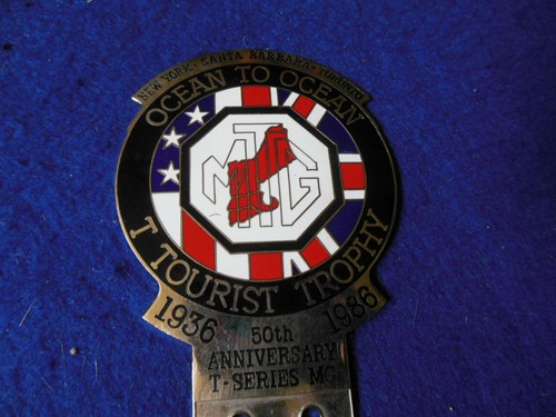 NOS 1986 50th Anniversary Ocean to Ocean 1936-1986 MG T Club Emaille Abzeichen - Bild 2 von 5