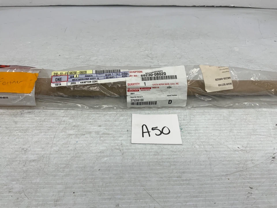 Задняя уплотнительная полоска со стороны водителя для двери Toyota Sienna 2011 2012 2013 2014-2020 годов выпуска от оригинального производителя - Изображение 4 из 4
