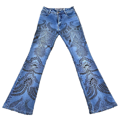 Parasuco Jeans Bootcut Stretch Jeans Print Denim 27" Boho Vintage | eBay