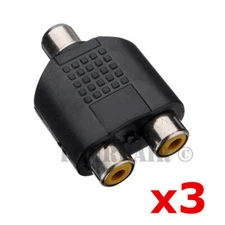 3 Pack Lot - RCA Female to Dual RCA Female Jacks Y Splitter Audio Cable Adapter