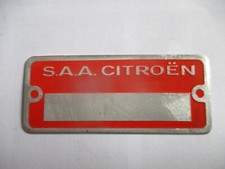 Typenschild Schild S.A.A. Citroen Dyane ENte DS 11CV s76 rot/orange