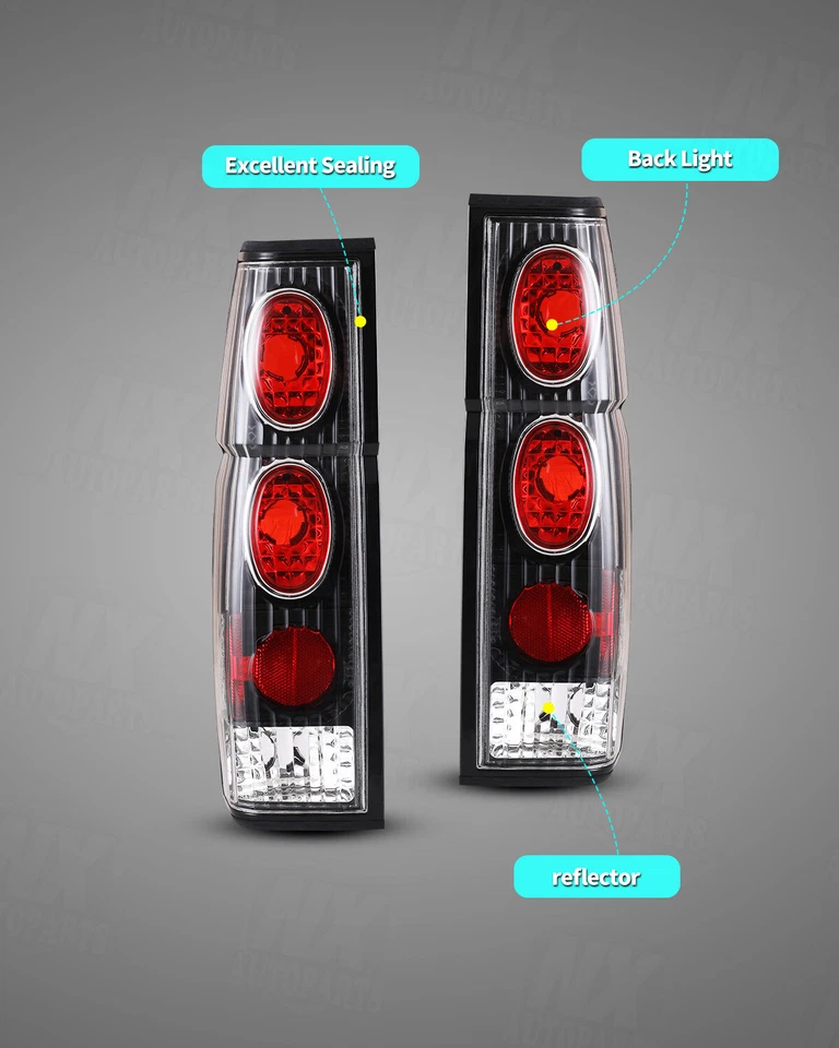 Luces traseras para camioneta Nissan 1986-1997 carrocería dura D21 luces traseras lentes transparentes negras Foto 2 de 4