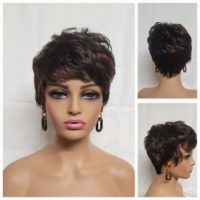 Cute!! Pixie Textured Wig Brown Red Hint Lightweight Daily Fashion BOBBI BOSS