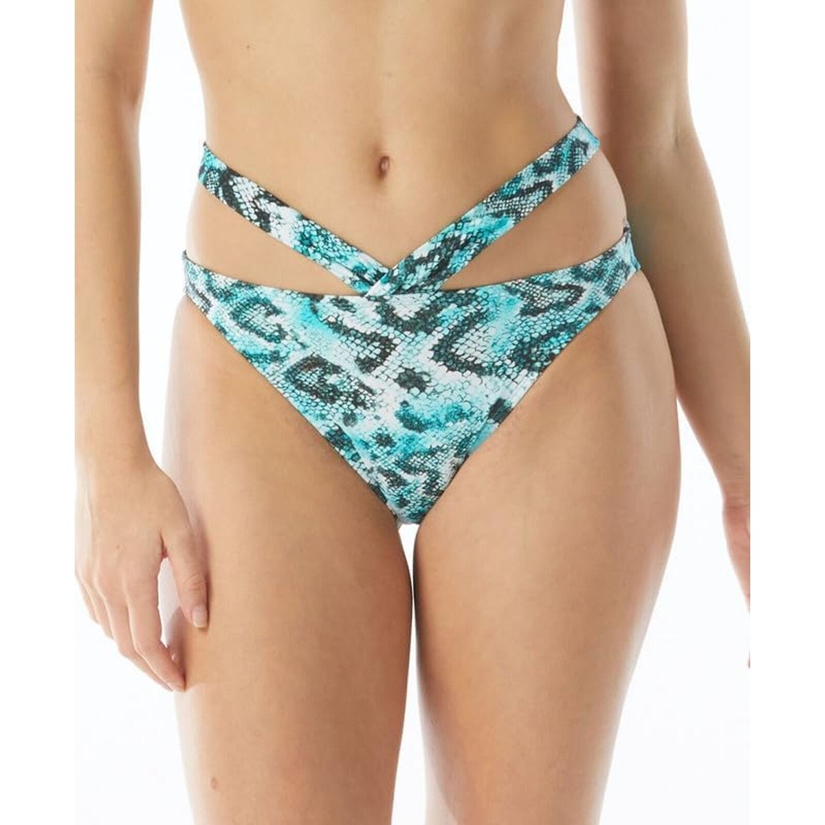 Sundazed Women's Riley Snake-Print Strappy Bikini Bottoms Aqua