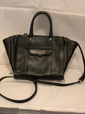 REBECCA MINKOFF BLACK LEATHER SATCHEL BAG