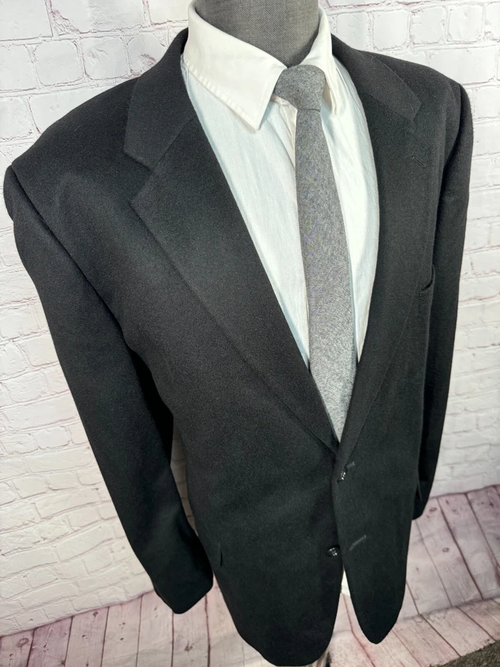 Abrigo Blazer Chaqueta Deportivo CLUB ROOM Para Hombres Negro CACHEMIRA GRANDE Y ALTO AJUSTE REGULAR 48R Foto 3 de 4