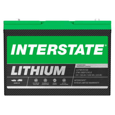 Interstate Batteries Lithium 12V 100Ah Group 27M Marine/RV Deep Cycle Battery