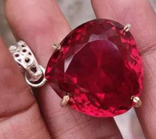 Certified 25.05 Ct Natural Pear Red Ruby 925 Solid Silver Pendant LooseGemstone
