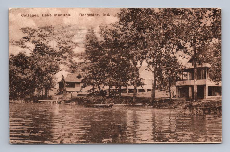 Lake Manitou Cottage Houses ROCHESTER Indiana Antique Albertype