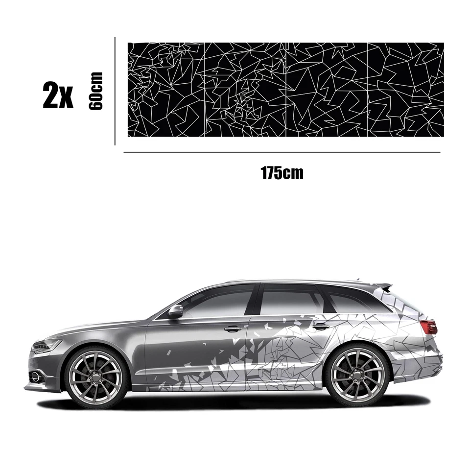 2er Set Auto Aufkleber Mosaik Broken Glass 175x60cm Farbwahl Scherben KX074 - Bild 3 von 4