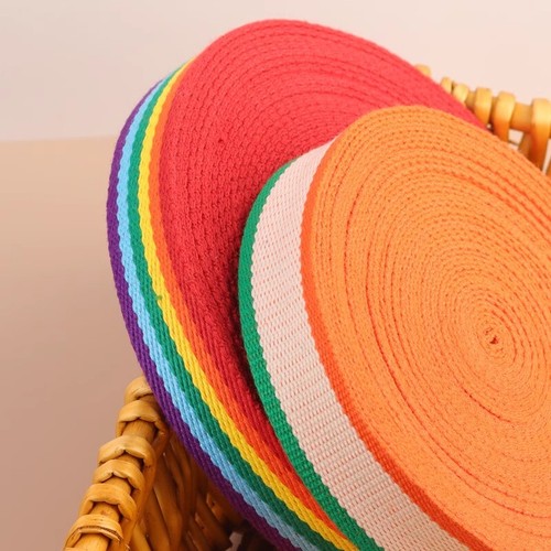 2Meter Colorful Rainbow Stripe Canvas Webbing Tape Trim Ribbon Strap Edge Sewing - Picture 1 of 11