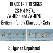 BLACK TREE DESIGN ZULU WAR  ZW-1033/76  (8 PACK) 28mm INFANTRY CHARACTER 1 AND 2