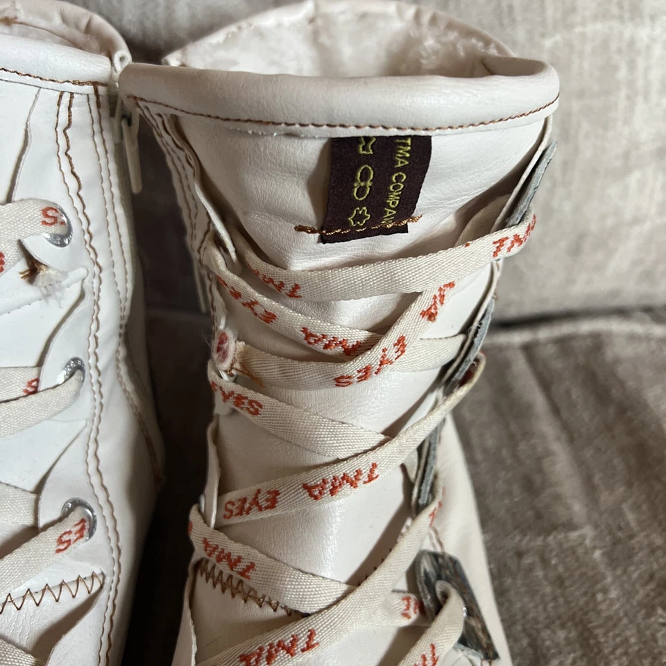 Botas TMA EYES blancas/multicolor con cordones forradas difusas con cremallera para mujer talla 7,5 Foto 4 de 4