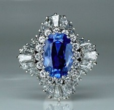 Lab-Created 12.50 TCW Multi Cut Blue White Sapphire Attractive Floral Ring