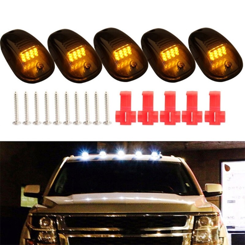 5pcs 12LED Car Cab Roof Marker Lights For Truck SUV Black Smoked Lens Clearance