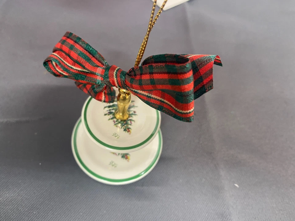 Adorno Spode "ÁRBOL DE NAVIDAD" ~ Platos para servir miniatura de 2 niveles ~ con caja Foto 3 de 4