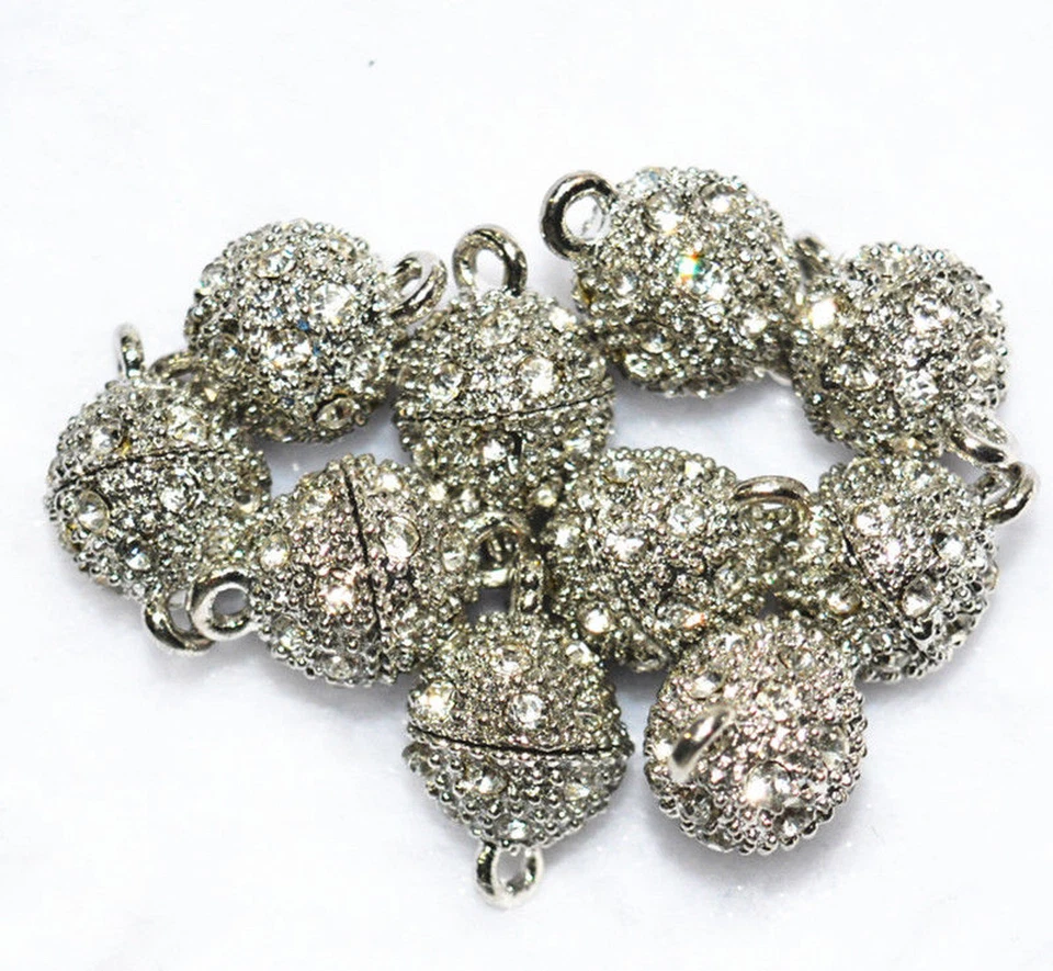 10 piezas 10mm aleación zinc chapado plata cristal broches magnéticos accesorios Foto 4 de 4