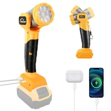Cordless LED Work Light for Dewalt 20V Battery Pivoting Flashlight Tool Only