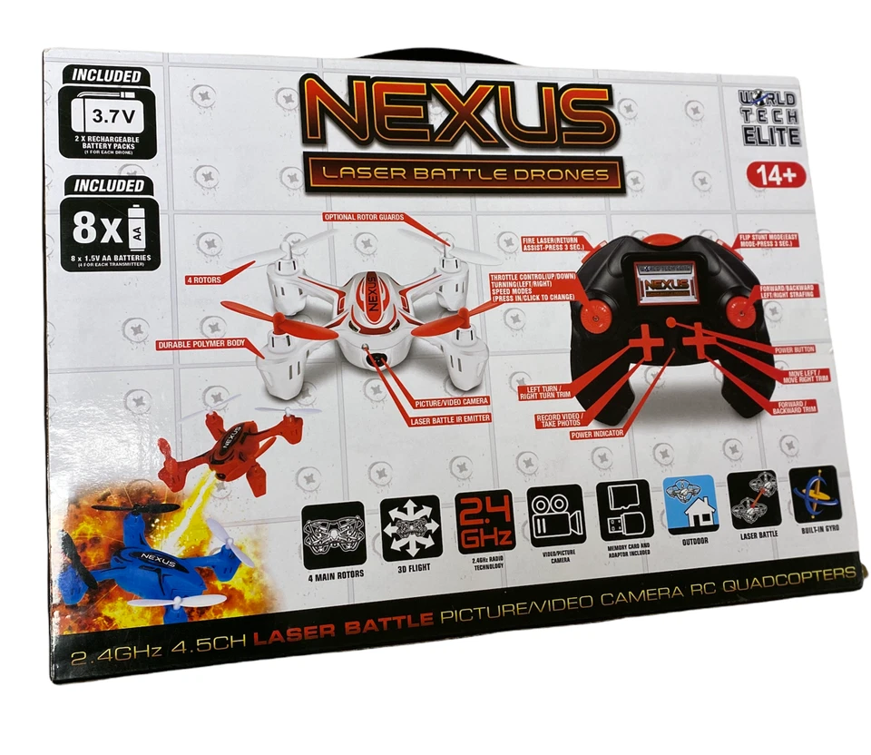 Nexus Laser Battle Drones By World Tech Elite 2.4 GHz 4.5 CH. NEW! RED & BLUE. - Image 4 of 4
