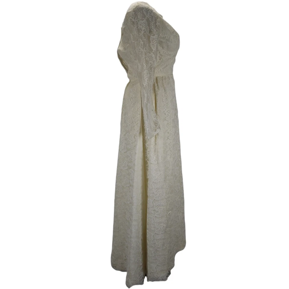 Vestido de novia vintage años 50 60 marfil talla XS encaje funda columna manga larga Foto 4 de 4