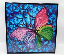 Completed Diamond Butterfly Art w Black Contemporary Frame