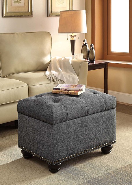 Almacenamiento Otomana Taburete Asiento de tela caja Tapa superior