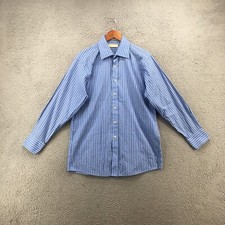 Michael Kors Button Up Long Shirt Mens Large Blue Cotton Striped Collared Casual