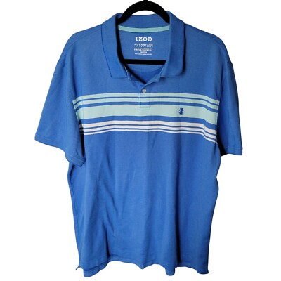 IZOD Advantage Performance Mens Sz XXL Blue Short Sleeve Stretch Polo Shirt