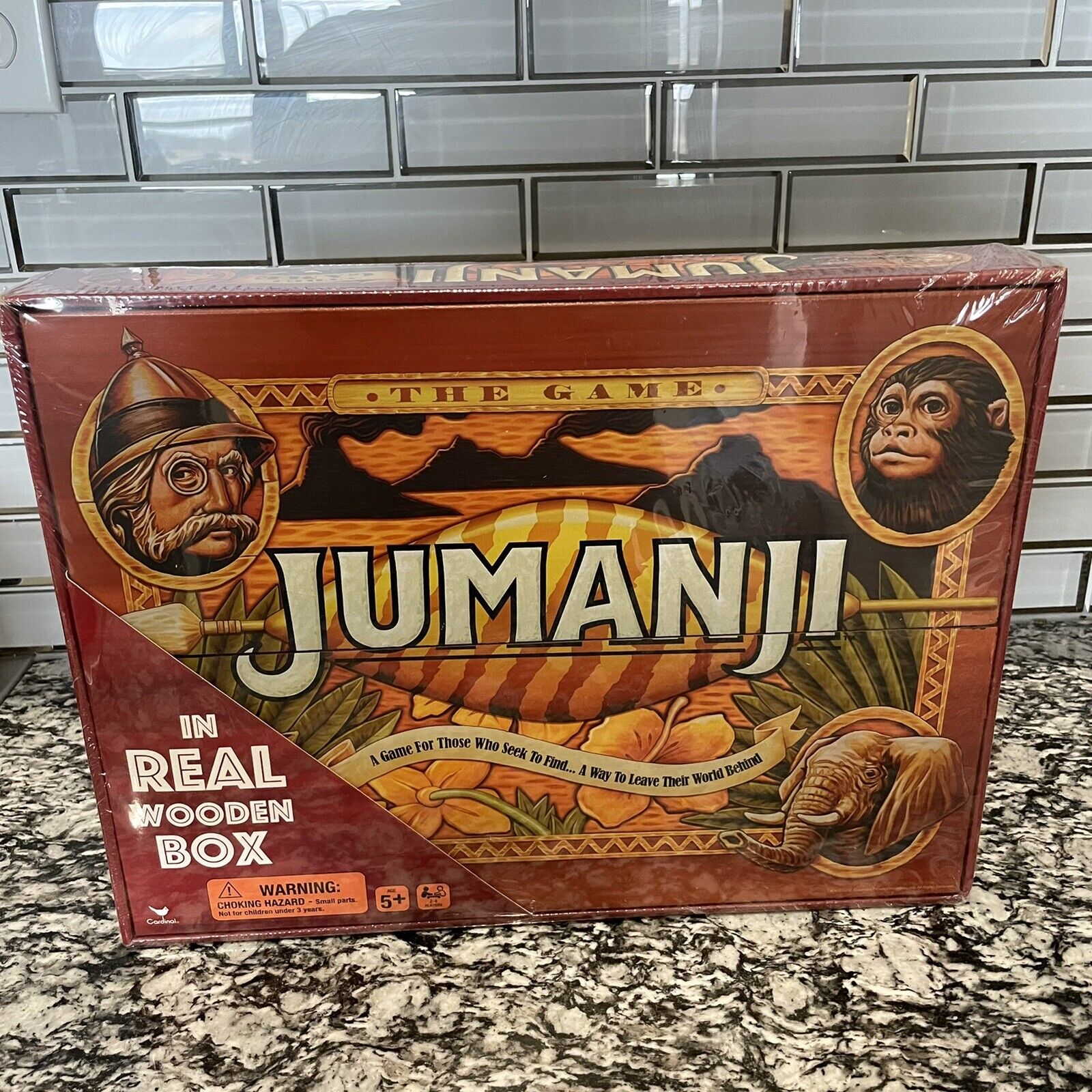 NEW JUMANJI BOARD GAME CARDINAL EDITION REAL WOODEN WOOD BOX SEALED