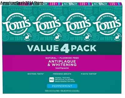 Tom's of Maine natürliche Antiplaque und aufhellende fluoridfreie Zahnpasta - 4 Stück