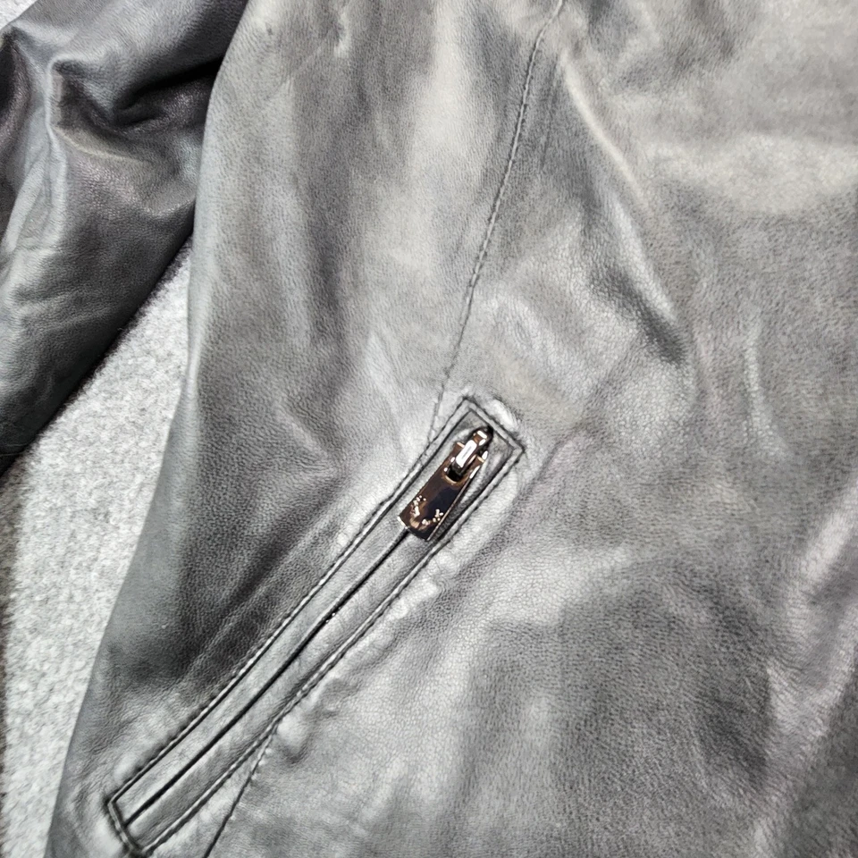 Chaqueta de Moto Bod & Christensen Cuero Genuino Frente Abierto Negra Motociclista Suave Grande Foto 3 de 4