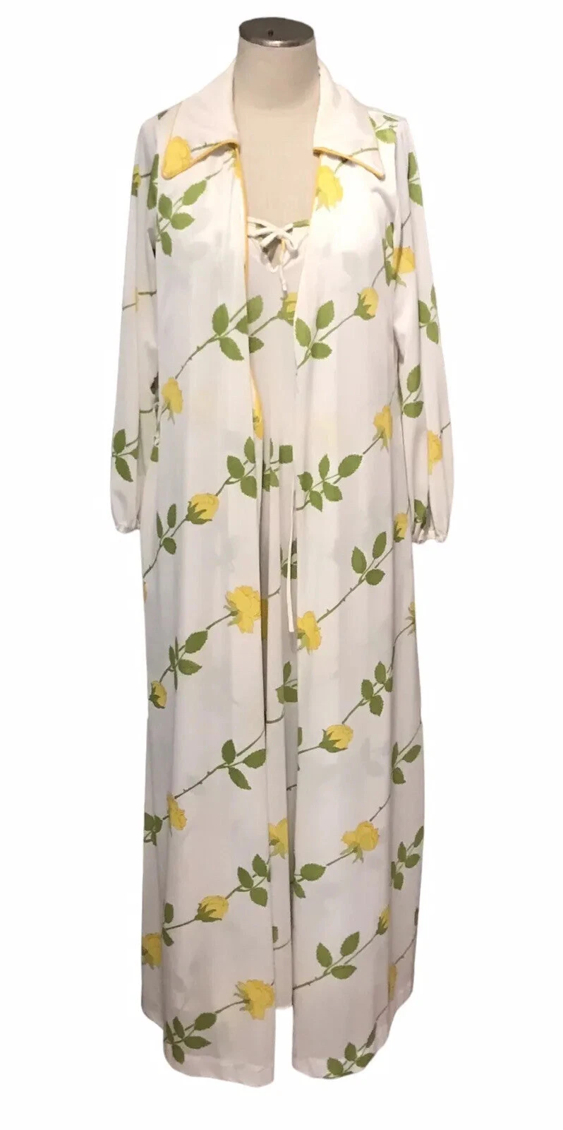 Ensemble de robes et robes Christian Dior roses jaunes vintage satin sans ceinture femmes taille L