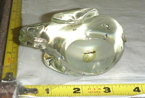 Vtg Clear Art GLASS ELEPHANT w/Controlled Bubbles Figurine/Paperweight ~3½"L - Picture 5 of 9