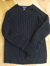 Club Room, Men's V neck Sweater, Navy blue, Medium, 100 cotton