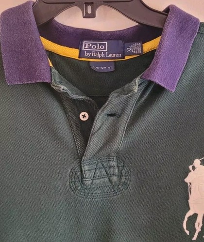 Polo Ralph Lauren Big Pony Kurzarm Rugby Shirt Grün Weiß Gelb Herren XL - Bild 6 von 11
