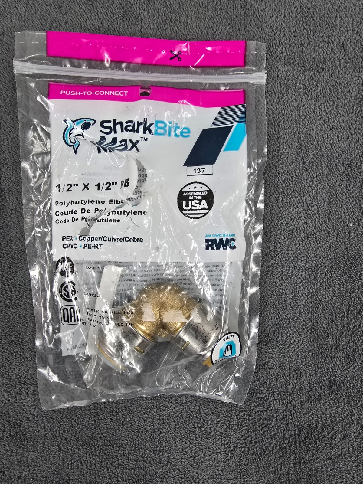 Sharkbite Max 1/2 in. Push-to-Connect Brass 90-Degree Polybutylene Conversion El